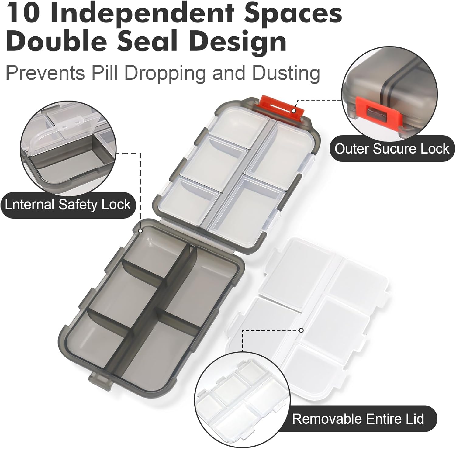 DIY Travel Pill Organizer with 260 Labels, 10 Comp... - Image 7