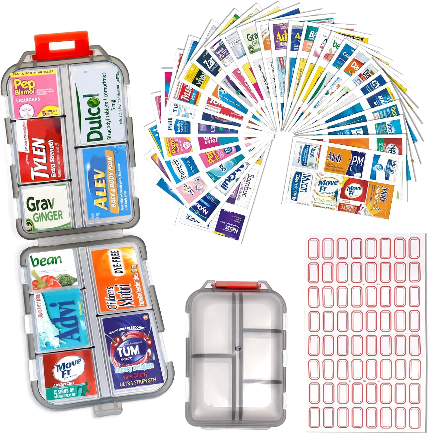 DIY Travel Pill Organizer with 260 Labels, 10 Comp... - Image 2